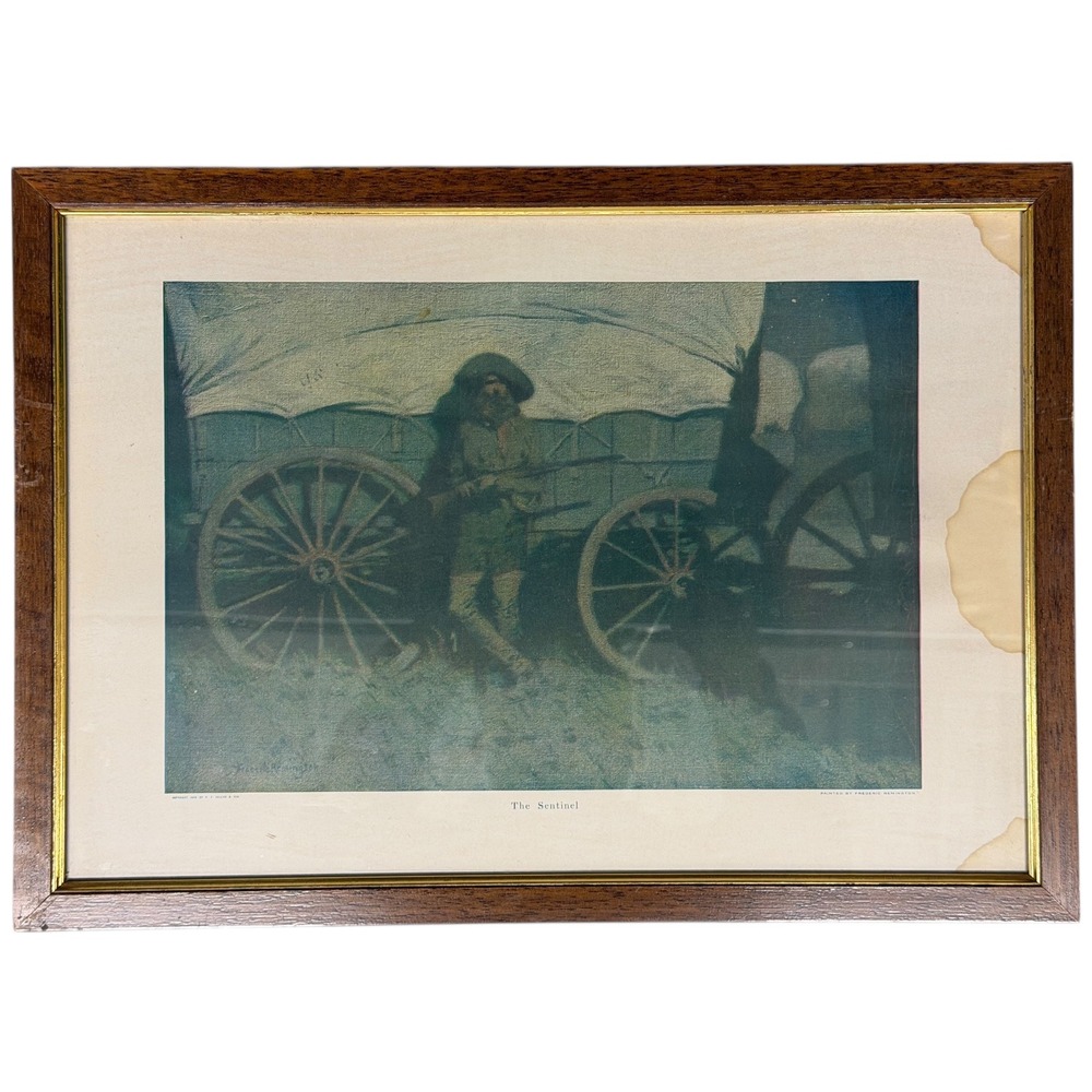 Frederic Remington The Sentinel 1909 Framed Print P.F. Collier Western Art 18x11